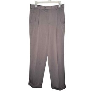 Perry Ellis Mens Dress Pants Size 30 W x 30 L FLAWED Gray Pleated Classic Fit‎